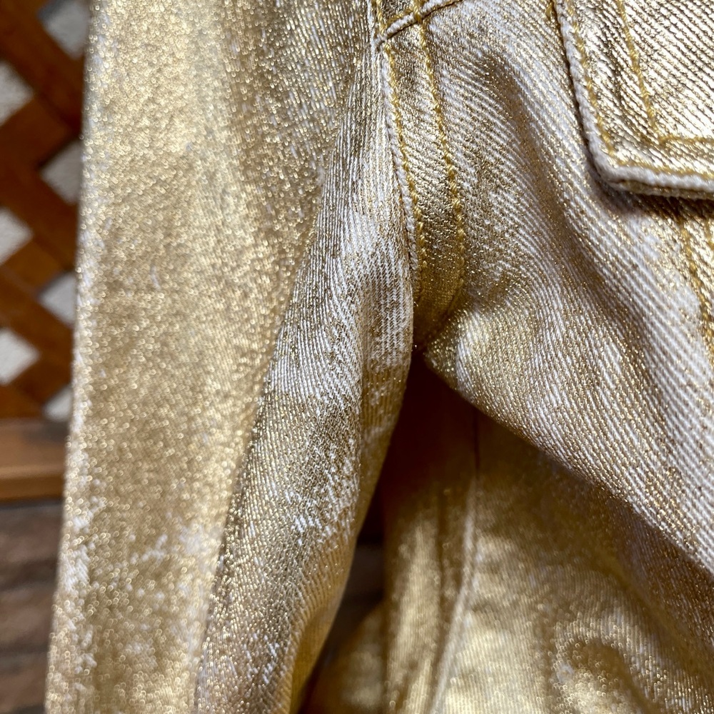 GUESS Unique GOLD Coated JEAN JACKET Size M As-Is New With Defects - Picture 9 of 16